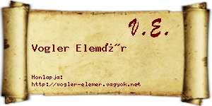 Vogler Elemér névjegykártya